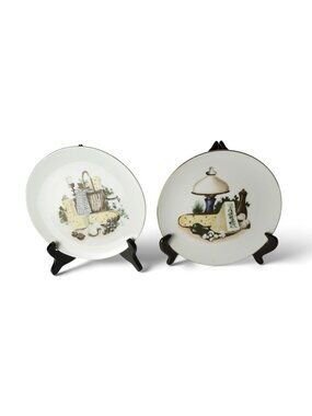 Vintage Kahla GDR Cheese Wine Plates Set 2 Germany Rustic Decor 7.5"